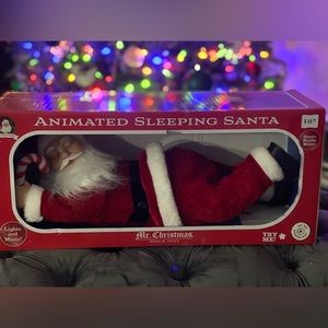 Mr Christmas Animated Sleeping Santa Snores And Whistles Jingle Bells Lights